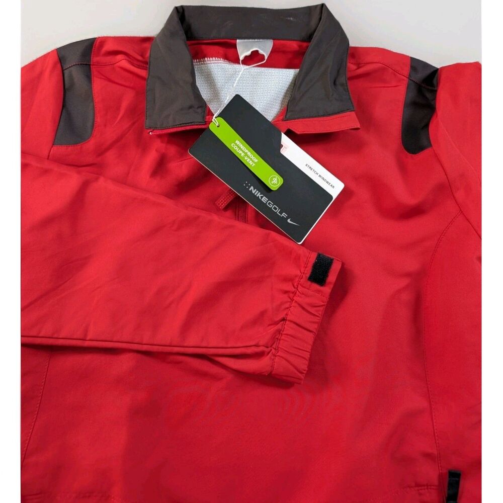 Nike Golf Windbreaker Womens XL Red Black 1/2 Zip Pullover Jacket Pockets